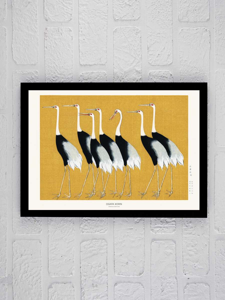 Japanese Red Crown Crane Sanatsal Modern Tablo Siyah Çerçeveli Poster Modern Duvar Tablo