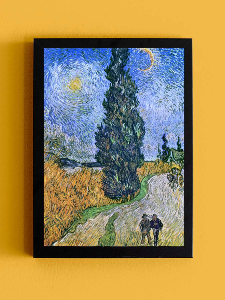 Road with Cypresses, 1890 Sanatsal Modern Tablo Siyah Çerçeveli Poster Modern Duvar Tablo