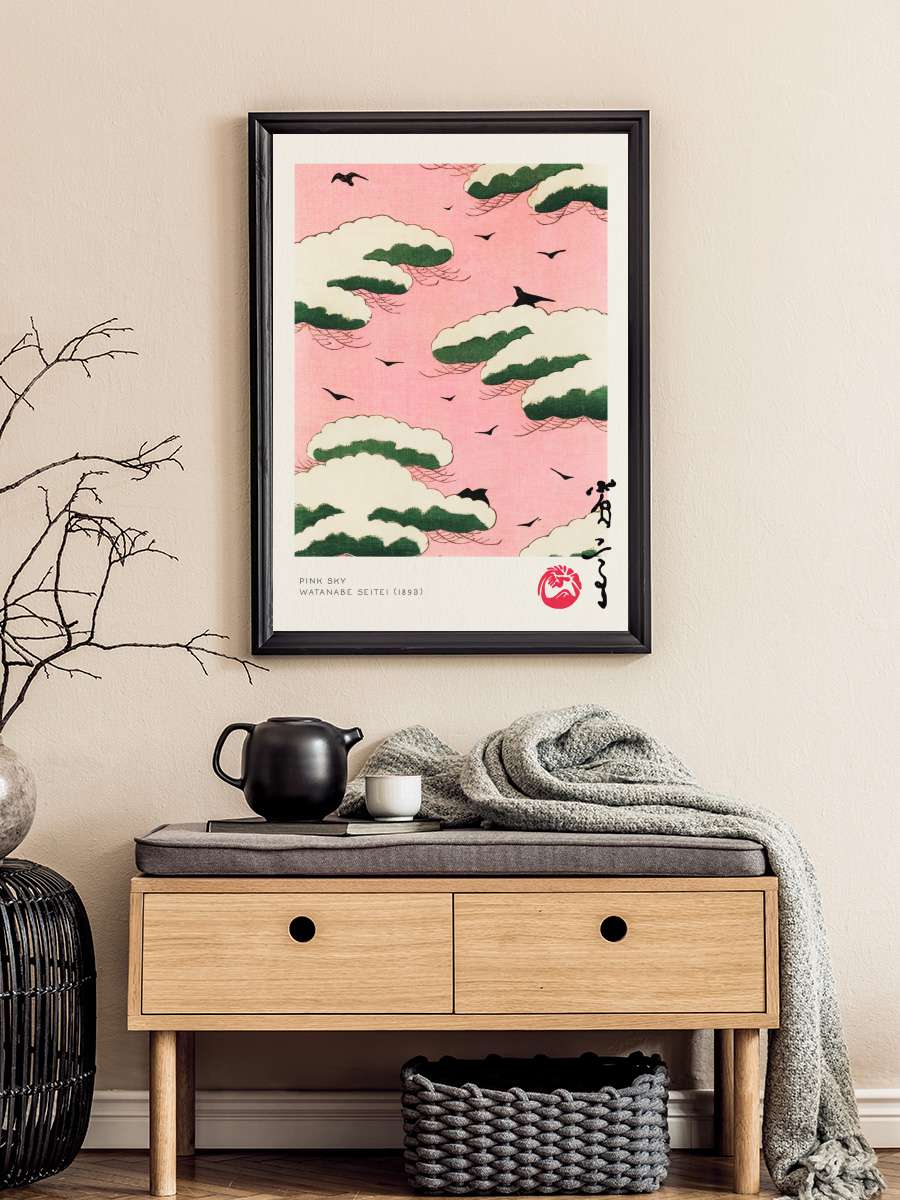 Pink Sky - Watanabe Seitei Sanatsal Modern Tablo Siyah Çerçeveli Poster Modern Duvar Tablo