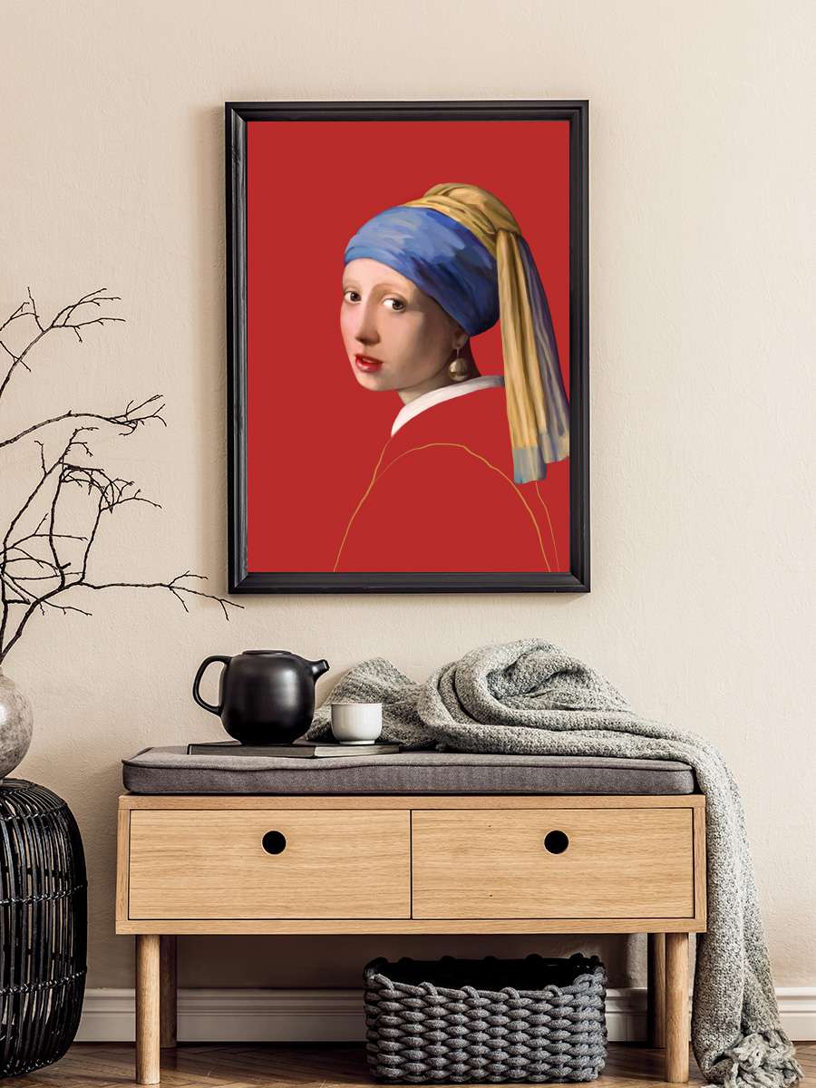 The Girl with Pearl Earring Sanatsal Modern Tablo Siyah Çerçeveli Poster Modern Duvar Tablo