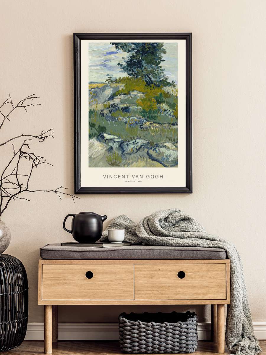 The Rocks (Rustic Sage Green… Green Landscape) - Vincent van… Sanatsal Modern Tablo Siyah Çerçeveli Poster Modern Duvar Tablo