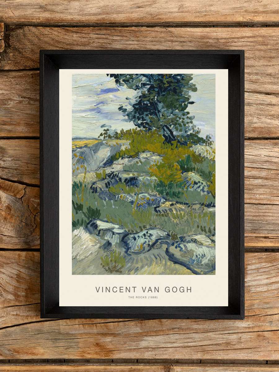 The Rocks (Rustic Sage Green… Green Landscape) - Vincent van… Sanatsal Modern Tablo Siyah Çerçeveli Poster Modern Duvar Tablo