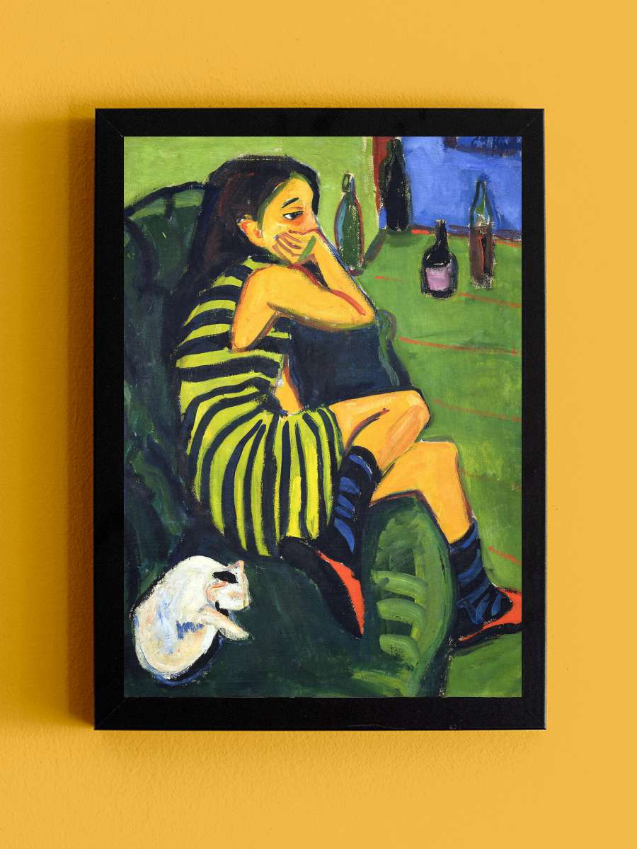 Artiste Marcella (Portrait of a… a Girl & A Cat) - Ernst… Sanatsal Modern Tablo Siyah Çerçeveli Poster Modern Duvar Tablo