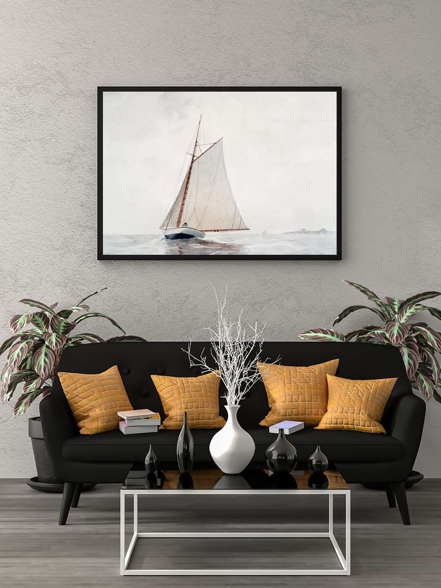 Sailing off Gloucester (Boat on… on the Ocean) - Winslow… Sanatsal Modern Tablo Siyah Çerçeveli Poster Modern Duvar Tablo