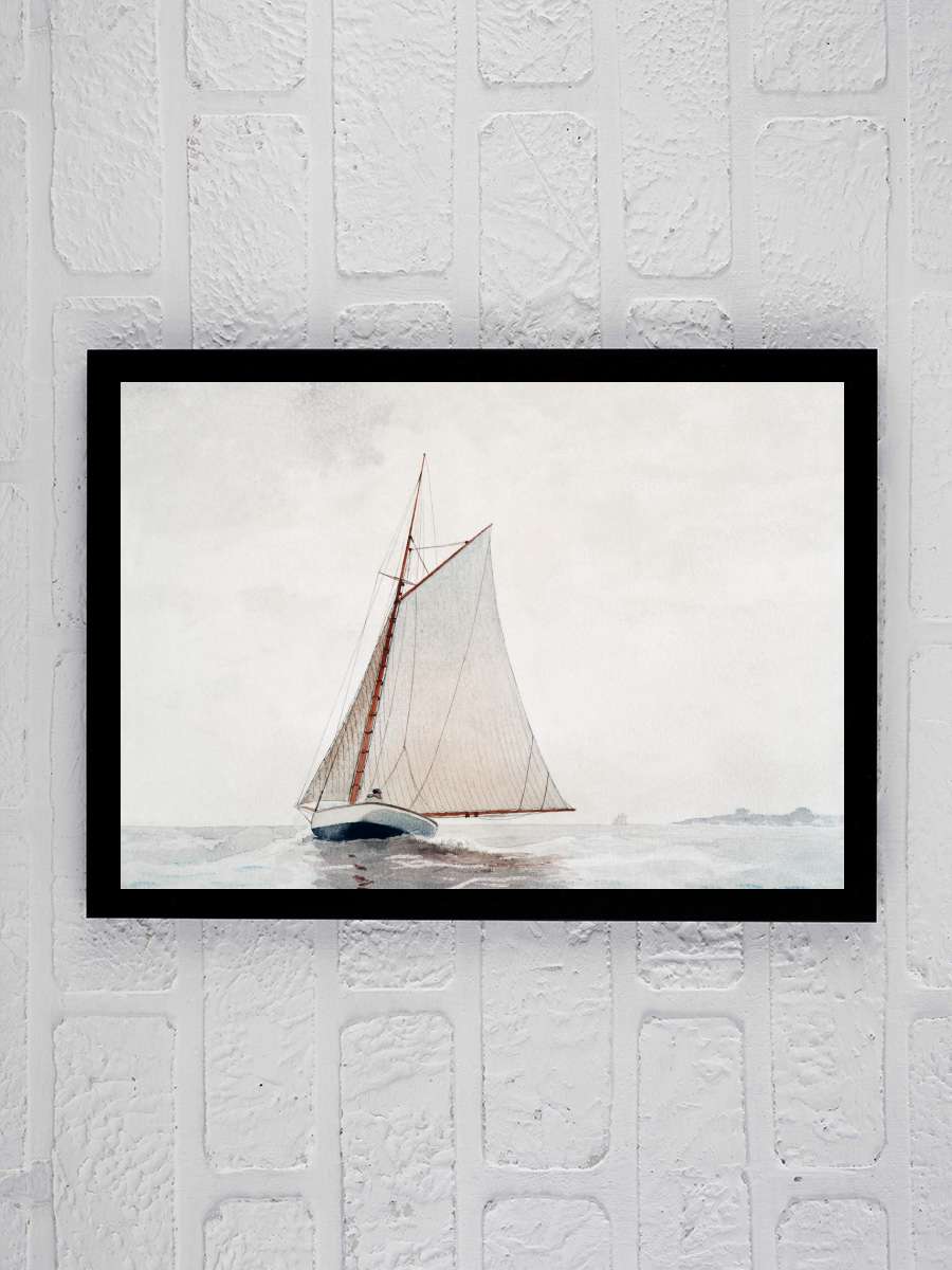 Sailing off Gloucester (Boat on… on the Ocean) - Winslow… Sanatsal Modern Tablo Siyah Çerçeveli Poster Modern Duvar Tablo