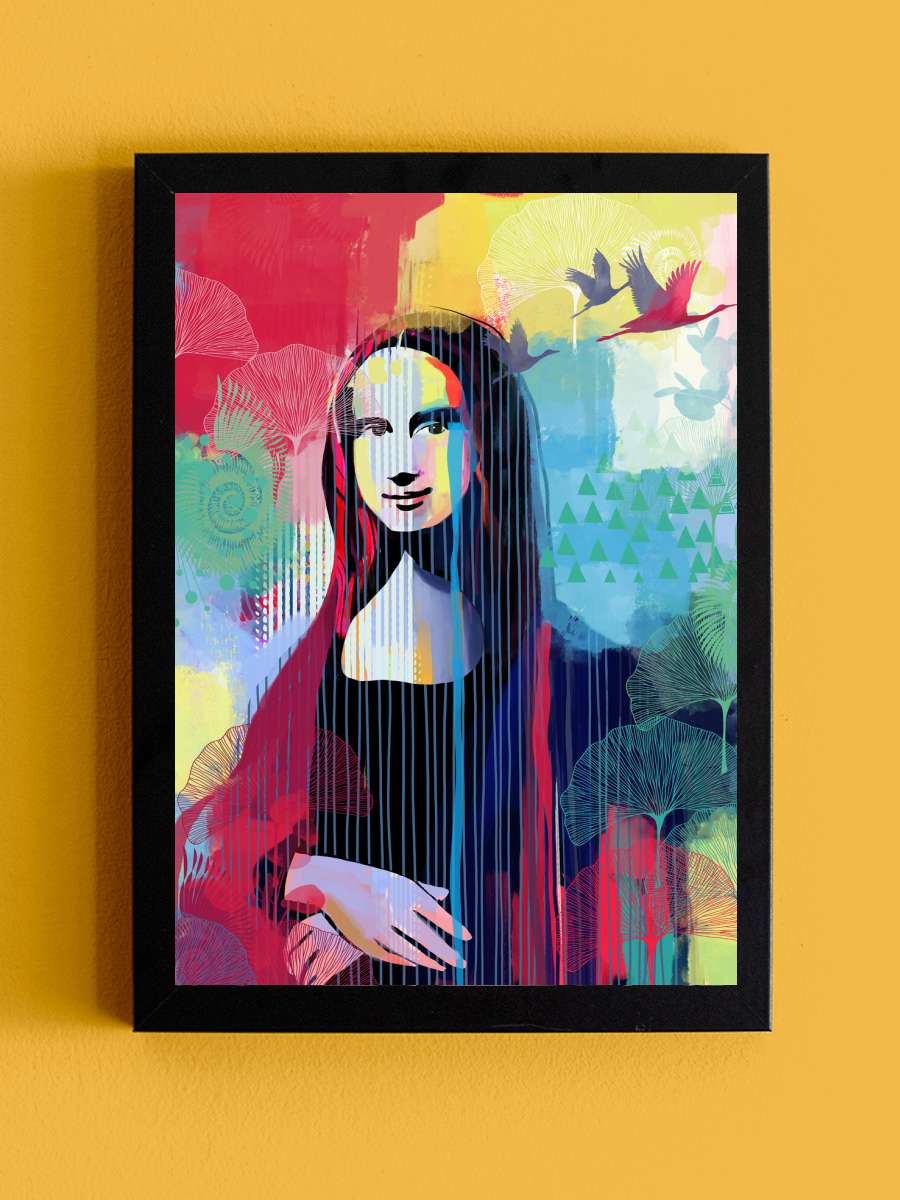 Mona Lisa Sanatsal Modern Tablo Siyah Çerçeveli Poster Modern Duvar Tablo