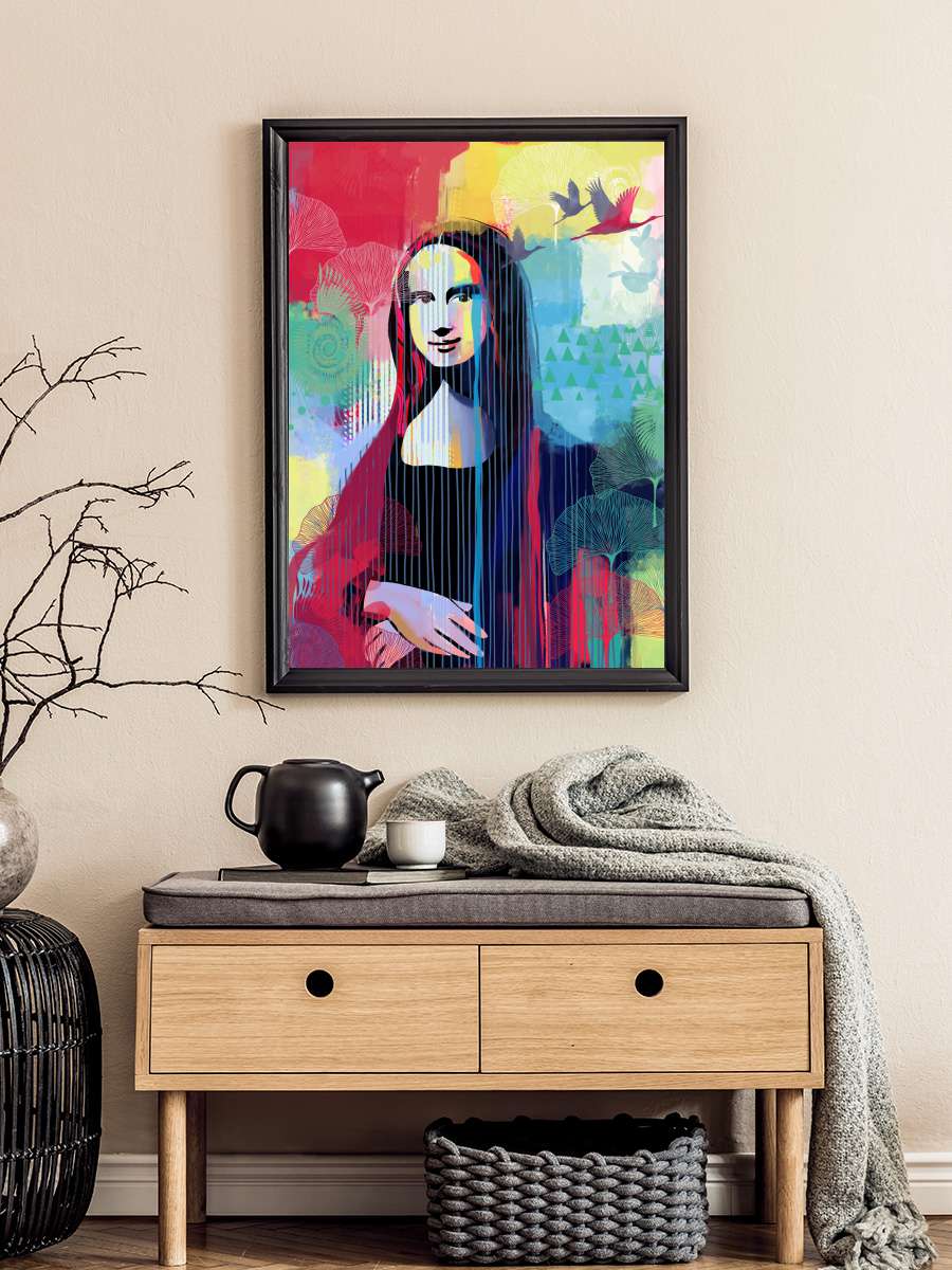 Mona Lisa Sanatsal Modern Tablo Siyah Çerçeveli Poster Modern Duvar Tablo