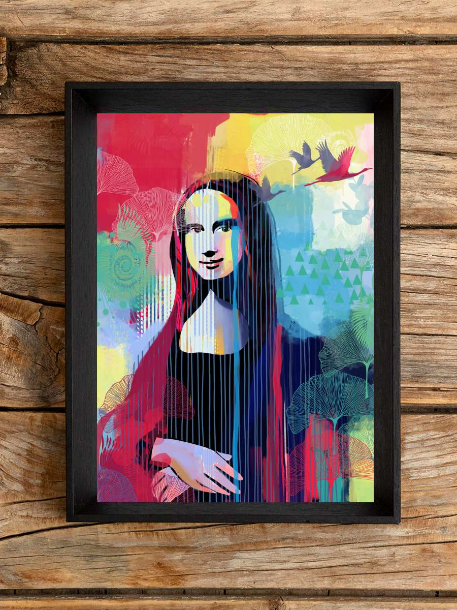 Mona Lisa Sanatsal Modern Tablo Siyah Çerçeveli Poster Modern Duvar Tablo