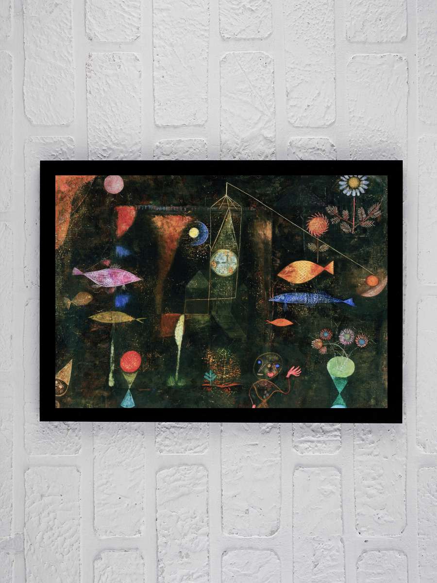 Fish Magic - Paul Klee Sanatsal Modern Tablo Siyah Çerçeveli Poster Modern Duvar Tablo