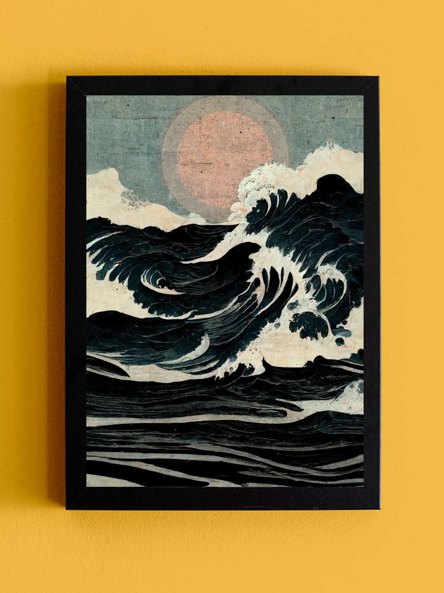 Wild Waves Sanatsal Modern Tablo Siyah Çerçeveli Poster Modern Duvar Tablo