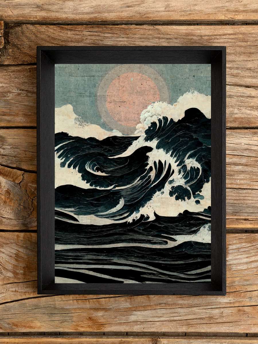 Wild Waves Sanatsal Modern Tablo Siyah Çerçeveli Poster Modern Duvar Tablo