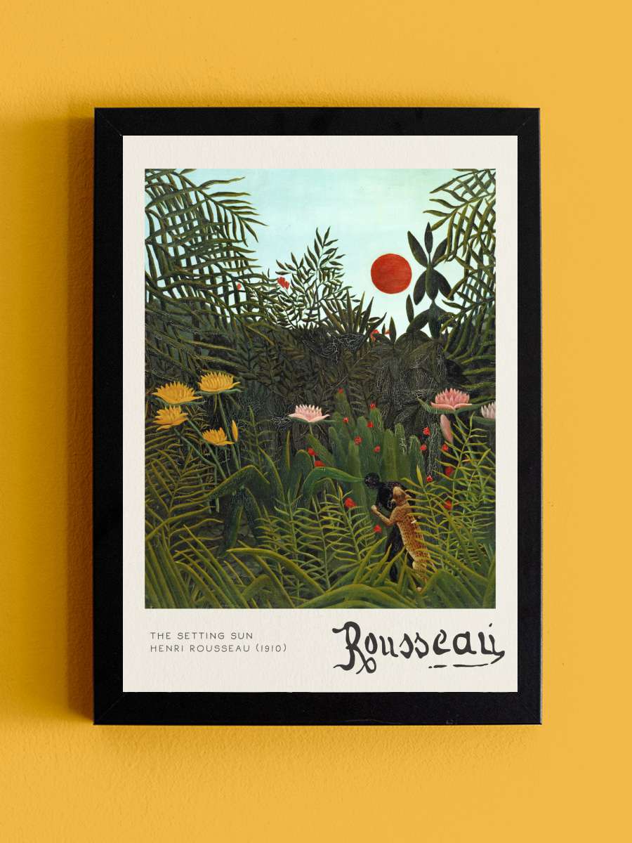 The Setting Sun - Henri Rousseau Sanatsal Modern Tablo Siyah Çerçeveli Poster Modern Duvar Tablo