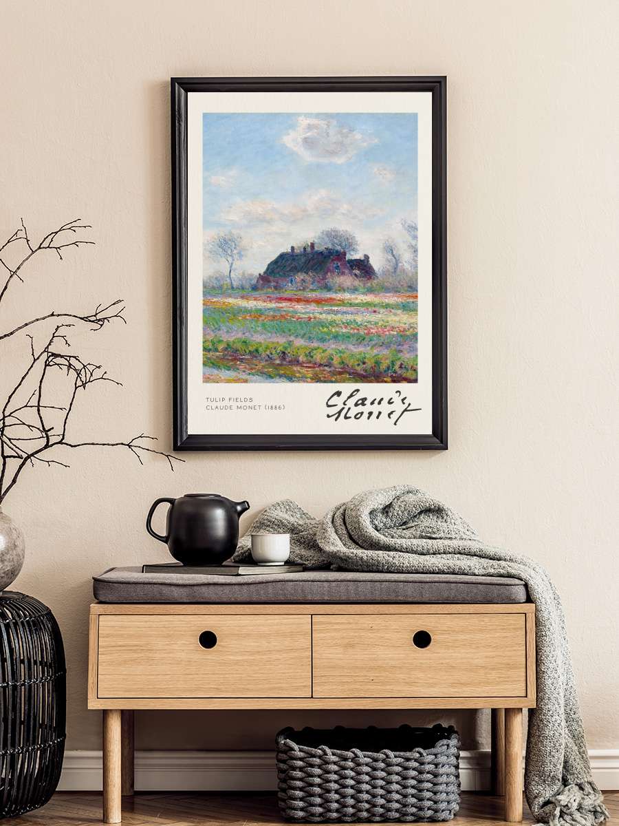 Tulip Fields - Claude Monet Sanatsal Modern Tablo Siyah Çerçeveli Poster Modern Duvar Tablo