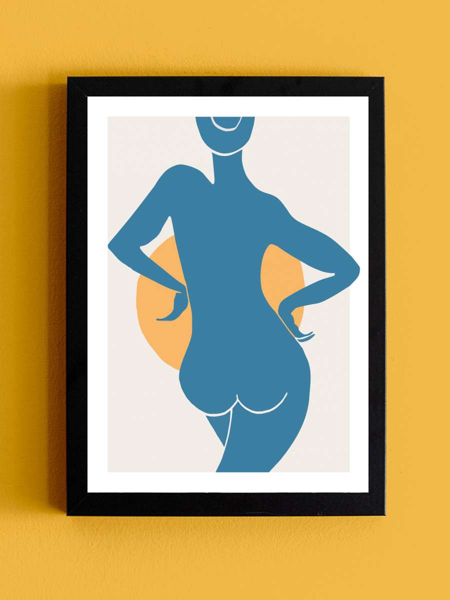 Blue Woman Sanatsal Modern Tablo Siyah Çerçeveli Poster Modern Duvar Tablo