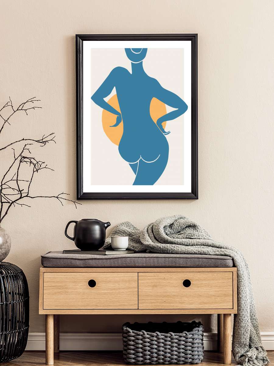 Blue Woman Sanatsal Modern Tablo Siyah Çerçeveli Poster Modern Duvar Tablo