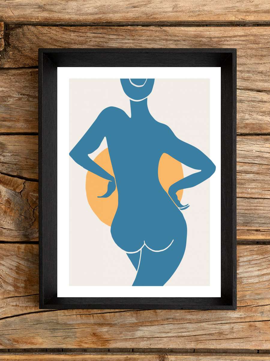 Blue Woman Sanatsal Modern Tablo Siyah Çerçeveli Poster Modern Duvar Tablo