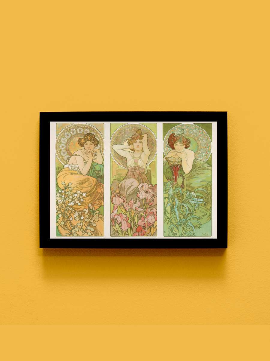 Topaz, Amethyst & Emerald … (Three Beautiful Art Nouveau… Sanatsal Modern Tablo Siyah Çerçeveli Poster Modern Duvar Tablo