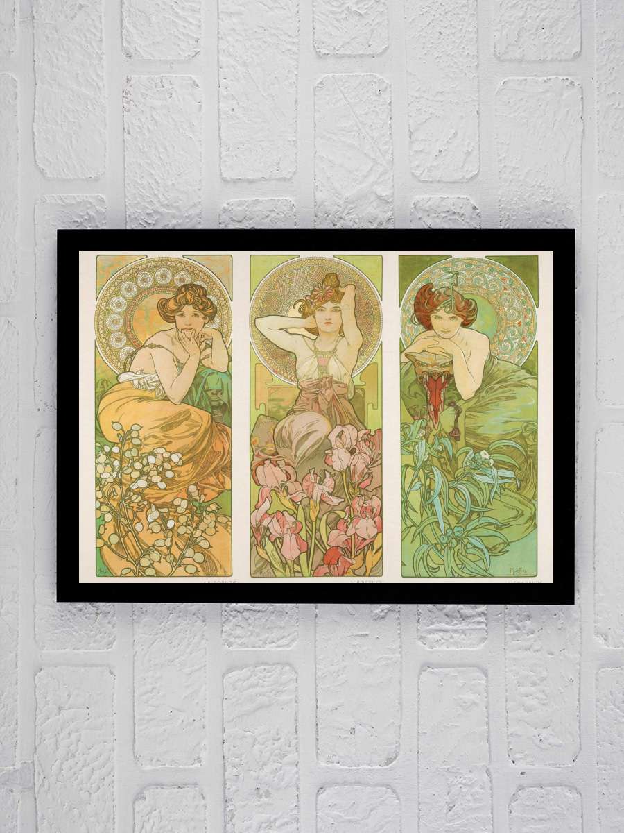 Topaz, Amethyst & Emerald … (Three Beautiful Art Nouveau… Sanatsal Modern Tablo Siyah Çerçeveli Poster Modern Duvar Tablo