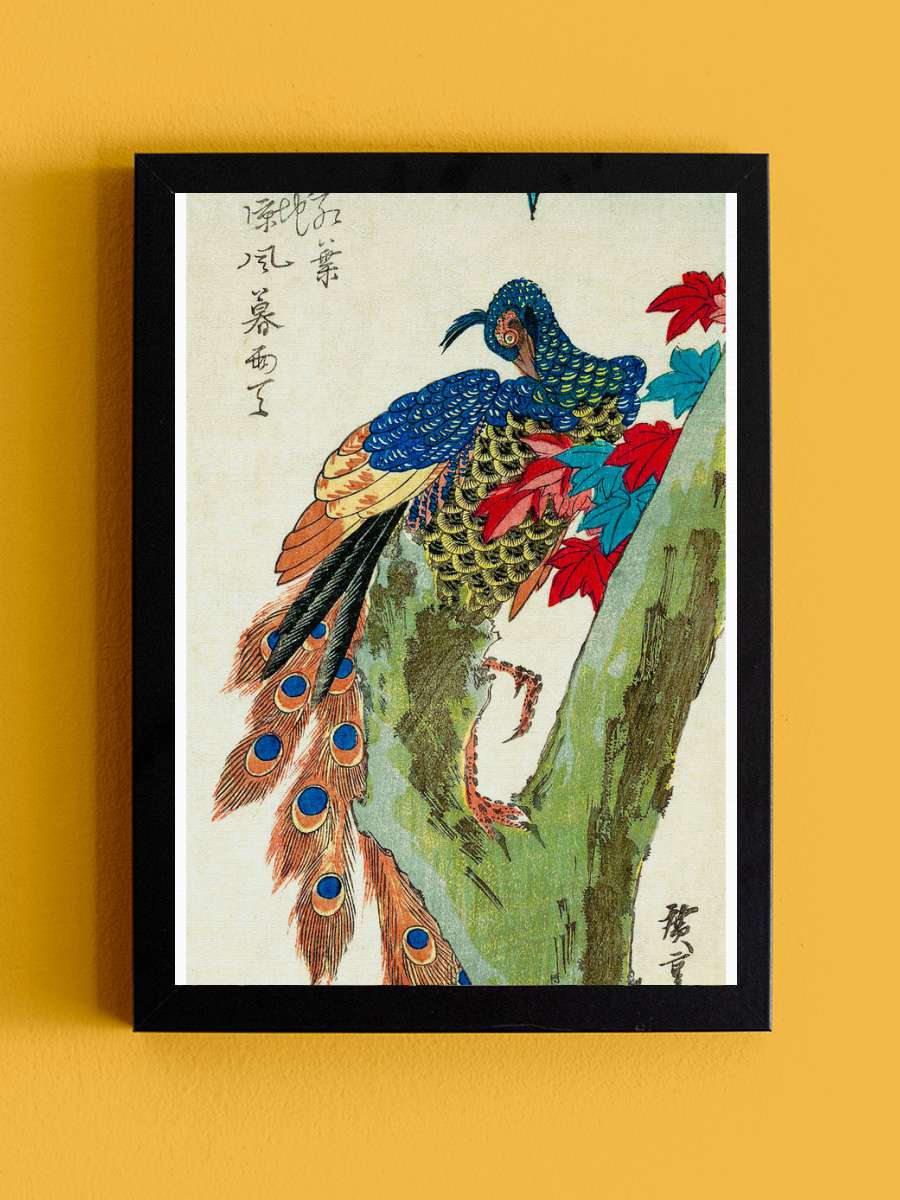 Peacock Perched on a Maple Tree… Tree (Japan) - Utagawa… Sanatsal Modern Tablo Siyah Çerçeveli Poster Modern Duvar Tablo