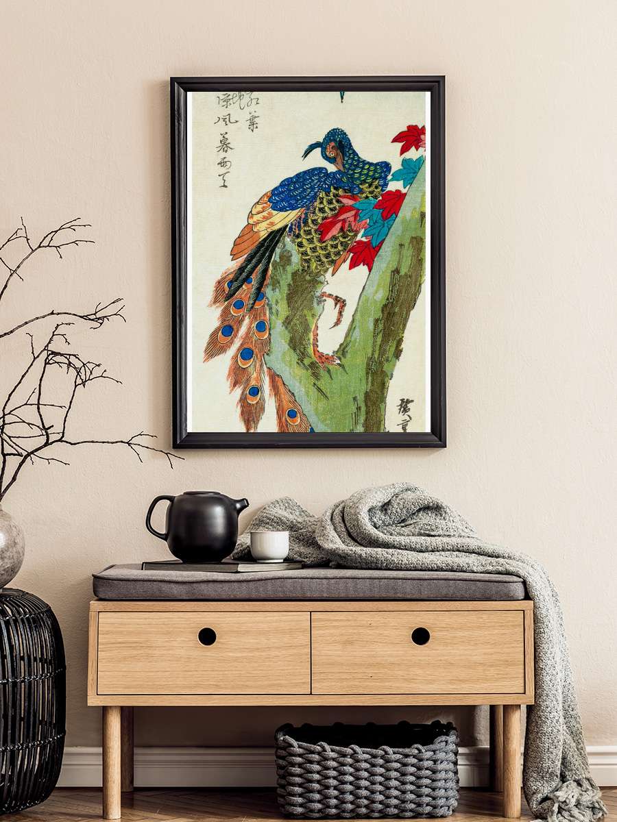 Peacock Perched on a Maple Tree… Tree (Japan) - Utagawa… Sanatsal Modern Tablo Siyah Çerçeveli Poster Modern Duvar Tablo