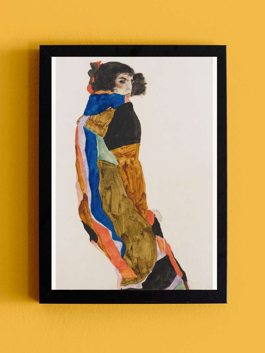 Moa (Female Portrait) - Egon… Egon Schiele Sanatsal Modern Tablo Siyah Çerçeveli Poster Modern Duvar Tablo