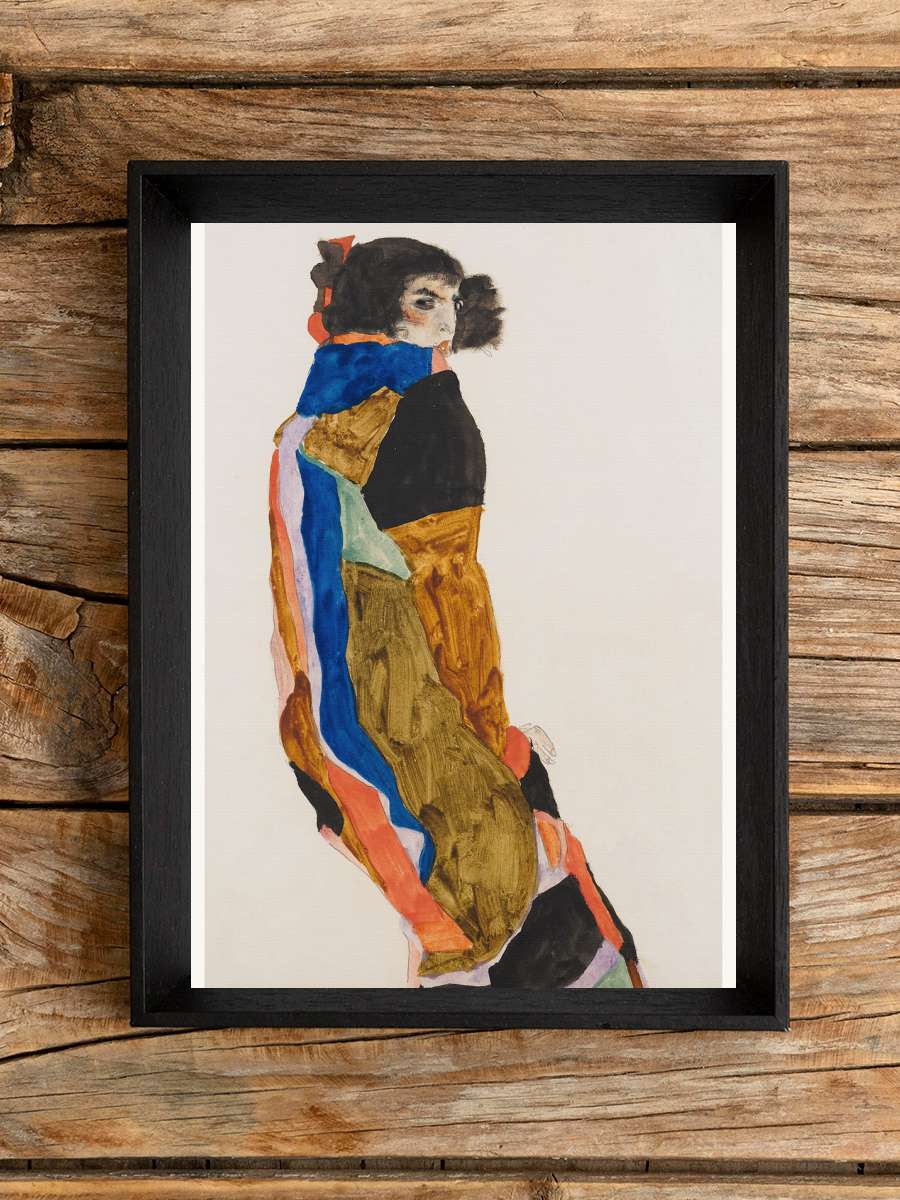 Moa (Female Portrait) - Egon… Egon Schiele Sanatsal Modern Tablo Siyah Çerçeveli Poster Modern Duvar Tablo