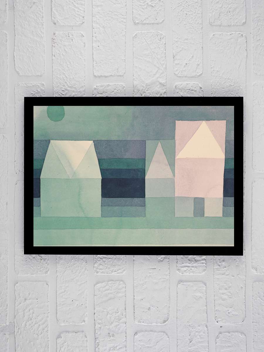 Three Houses - Paul Klee Sanatsal Modern Tablo Siyah Çerçeveli Poster Modern Duvar Tablo