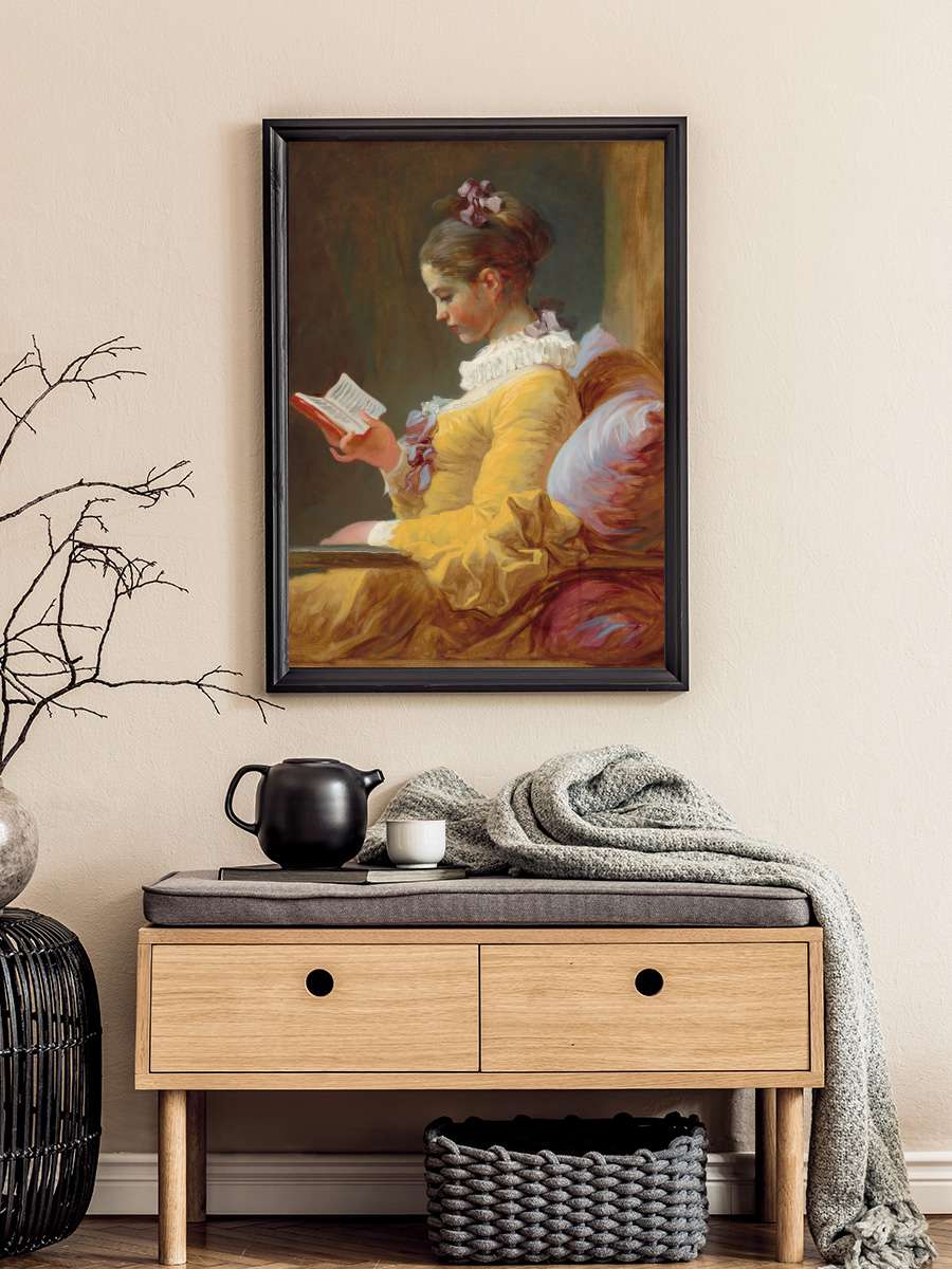 The Reader (Young Girl Reading)… Reading) - Jean-Honoré Fragonard Sanatsal Modern Tablo Siyah Çerçeveli Poster Modern Duvar Tablo