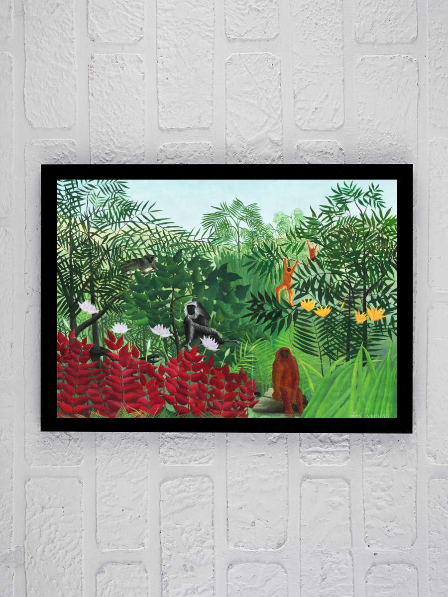 Monkeys in the Tropical Forest … (Rainforest Jungle… Sanatsal Modern Tablo Siyah Çerçeveli Poster Modern Duvar Tablo