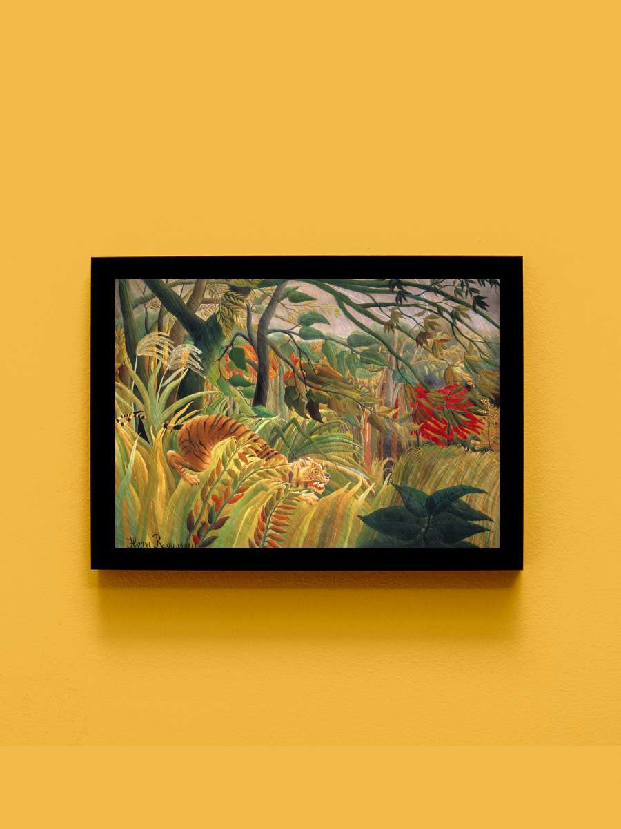 Tiger in a Tropical Storn … (Rainforest Landscape) -… Sanatsal Modern Tablo Siyah Çerçeveli Poster Modern Duvar Tablo