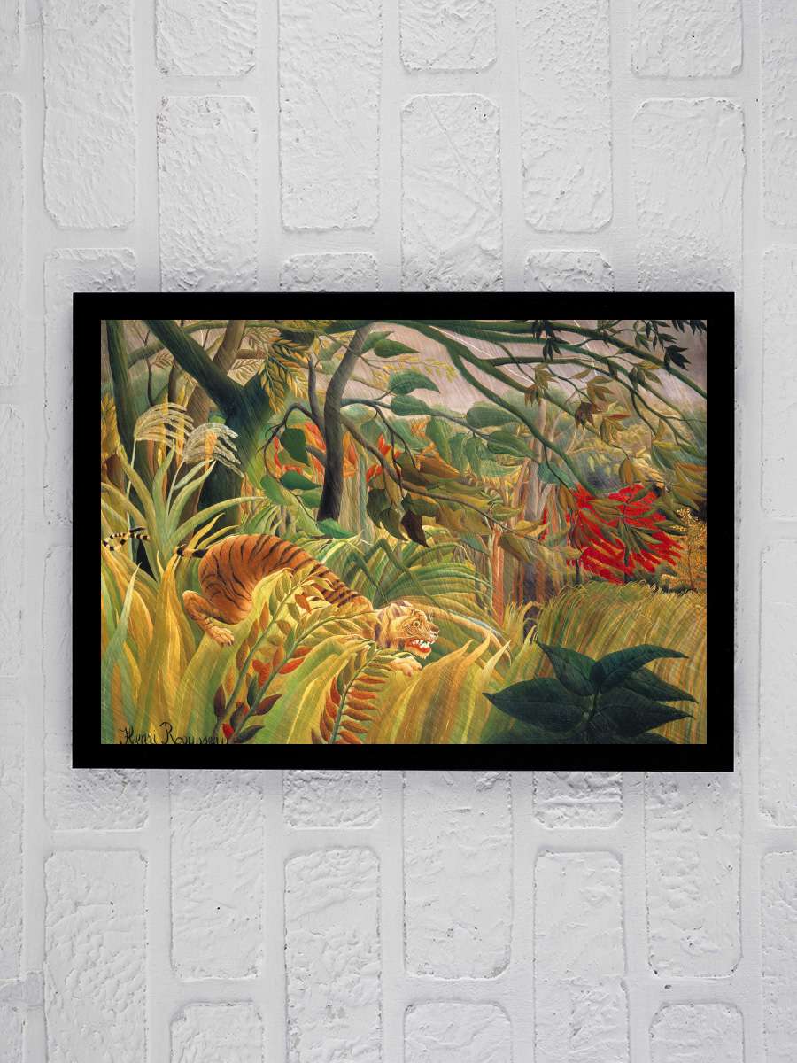 Tiger in a Tropical Storn … (Rainforest Landscape) -… Sanatsal Modern Tablo Siyah Çerçeveli Poster Modern Duvar Tablo