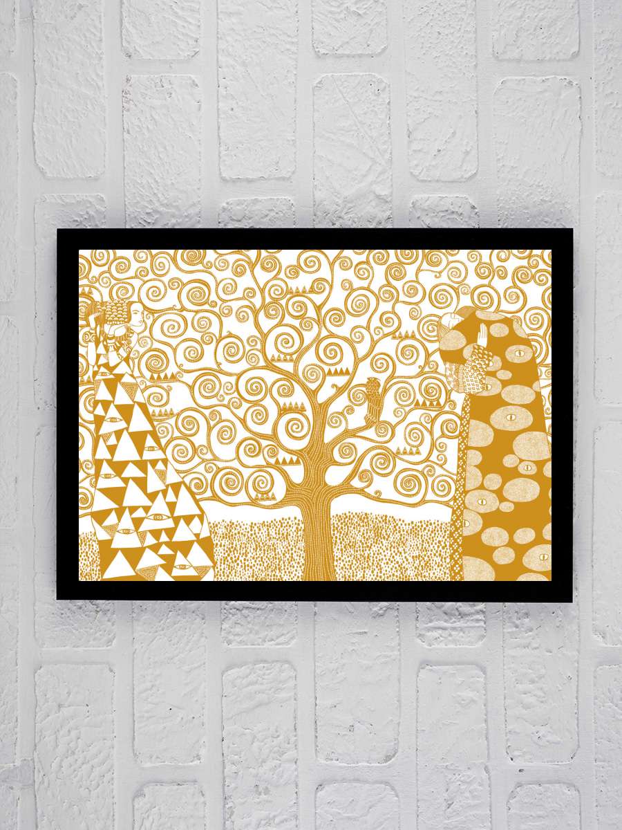 Cats & Dotz - The Tree of Life… Life yellow Sanatsal Modern Tablo Siyah Çerçeveli Poster Modern Duvar Tablo