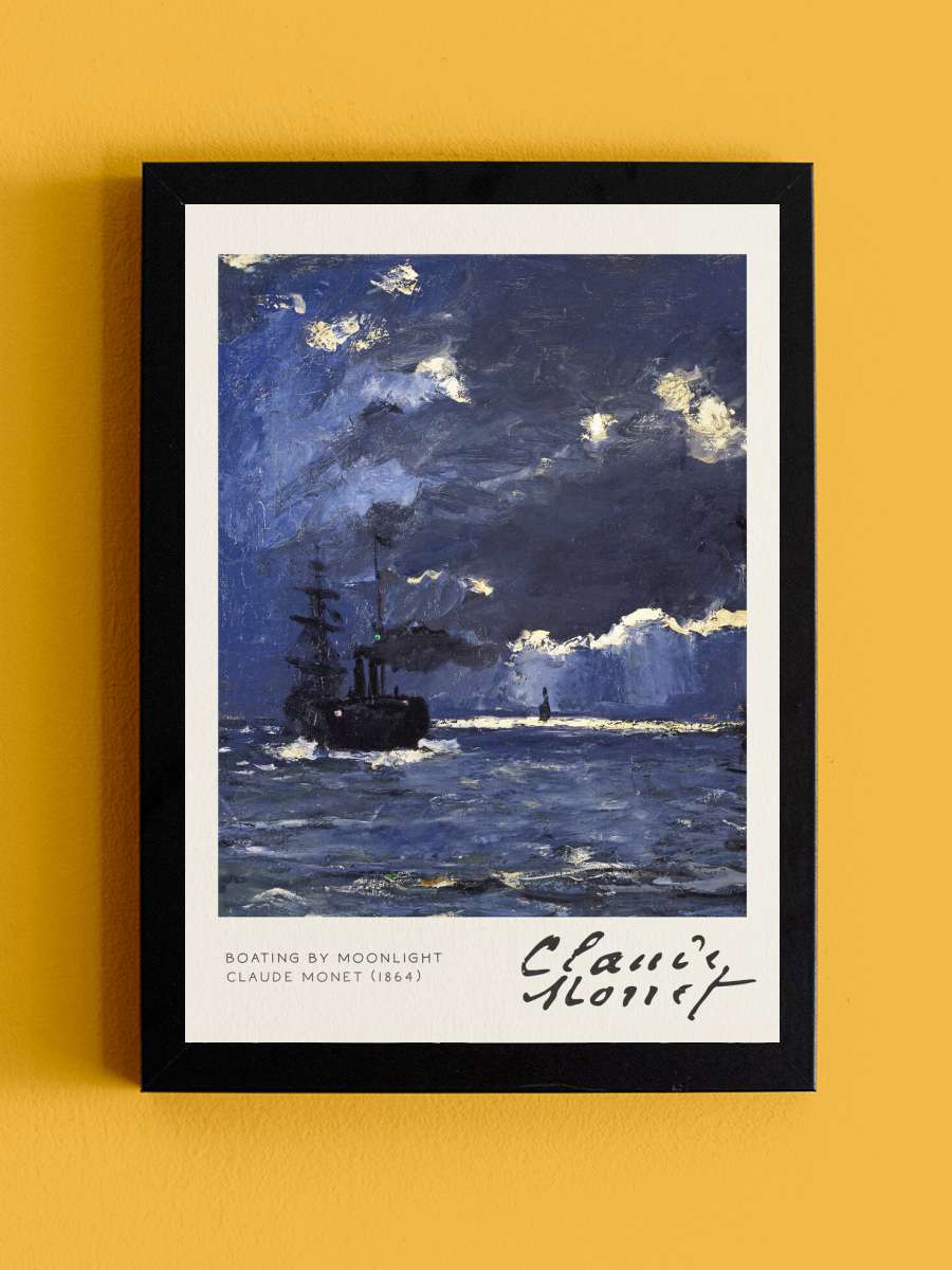 Boating by Moonlight - Claude… Claude Monet Sanatsal Modern Tablo Siyah Çerçeveli Poster Modern Duvar Tablo