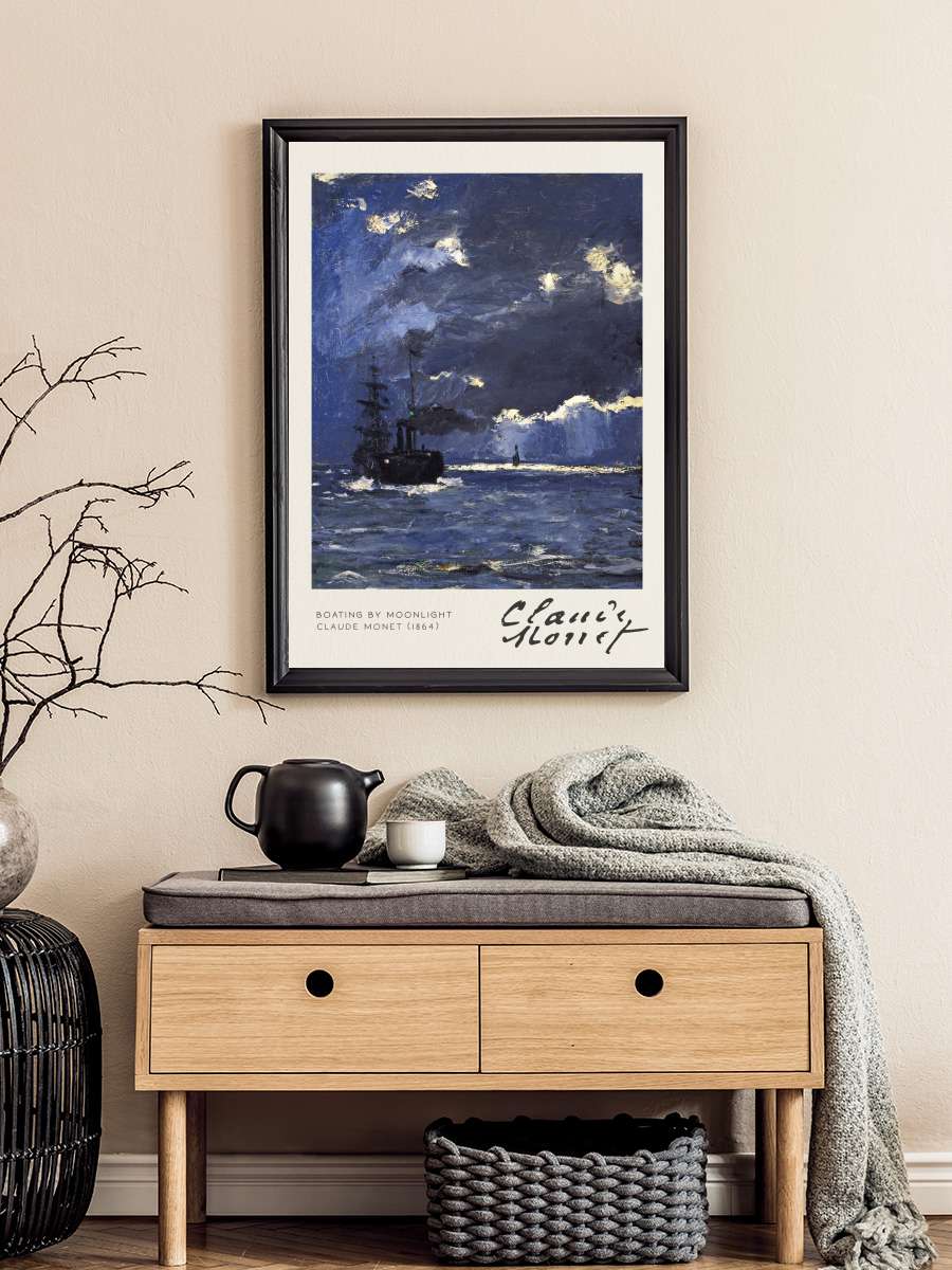 Boating by Moonlight - Claude… Claude Monet Sanatsal Modern Tablo Siyah Çerçeveli Poster Modern Duvar Tablo