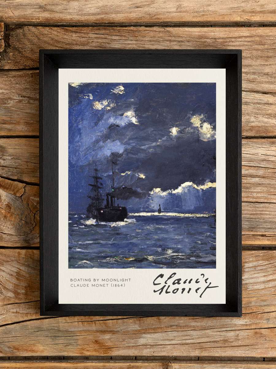 Boating by Moonlight - Claude… Claude Monet Sanatsal Modern Tablo Siyah Çerçeveli Poster Modern Duvar Tablo