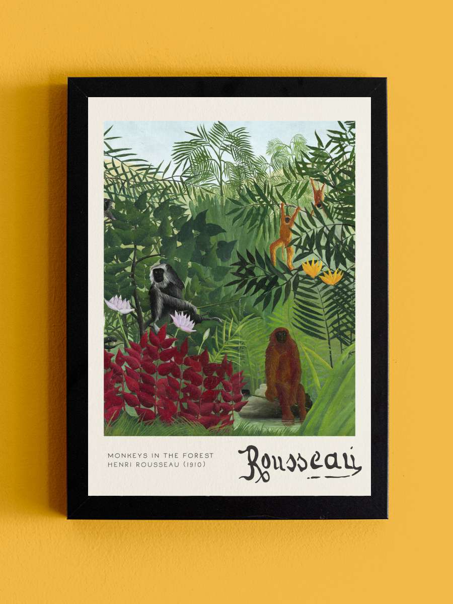 Monkeys in the Forest - Henri… Henri Rousseau Sanatsal Modern Tablo Siyah Çerçeveli Poster Modern Duvar Tablo