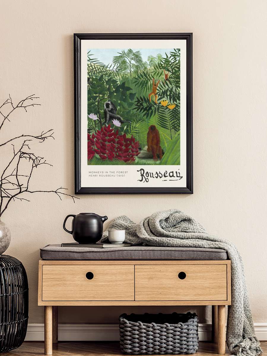 Monkeys in the Forest - Henri… Henri Rousseau Sanatsal Modern Tablo Siyah Çerçeveli Poster Modern Duvar Tablo