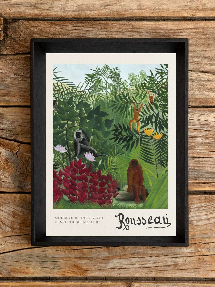 Monkeys in the Forest - Henri… Henri Rousseau Sanatsal Modern Tablo Siyah Çerçeveli Poster Modern Duvar Tablo