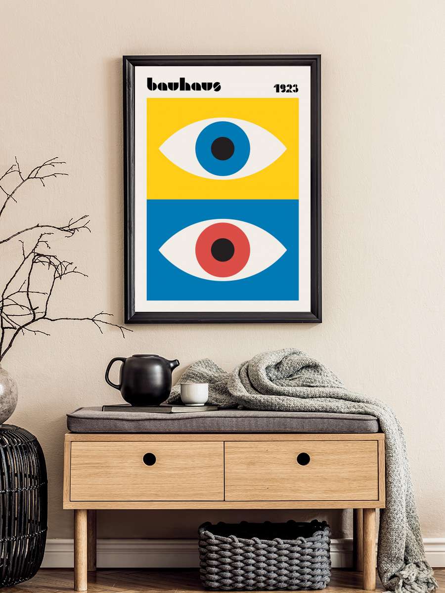 Bauhaus Eyes Abstract Sanatsal Modern Tablo Siyah Çerçeveli Poster Modern Duvar Tablo