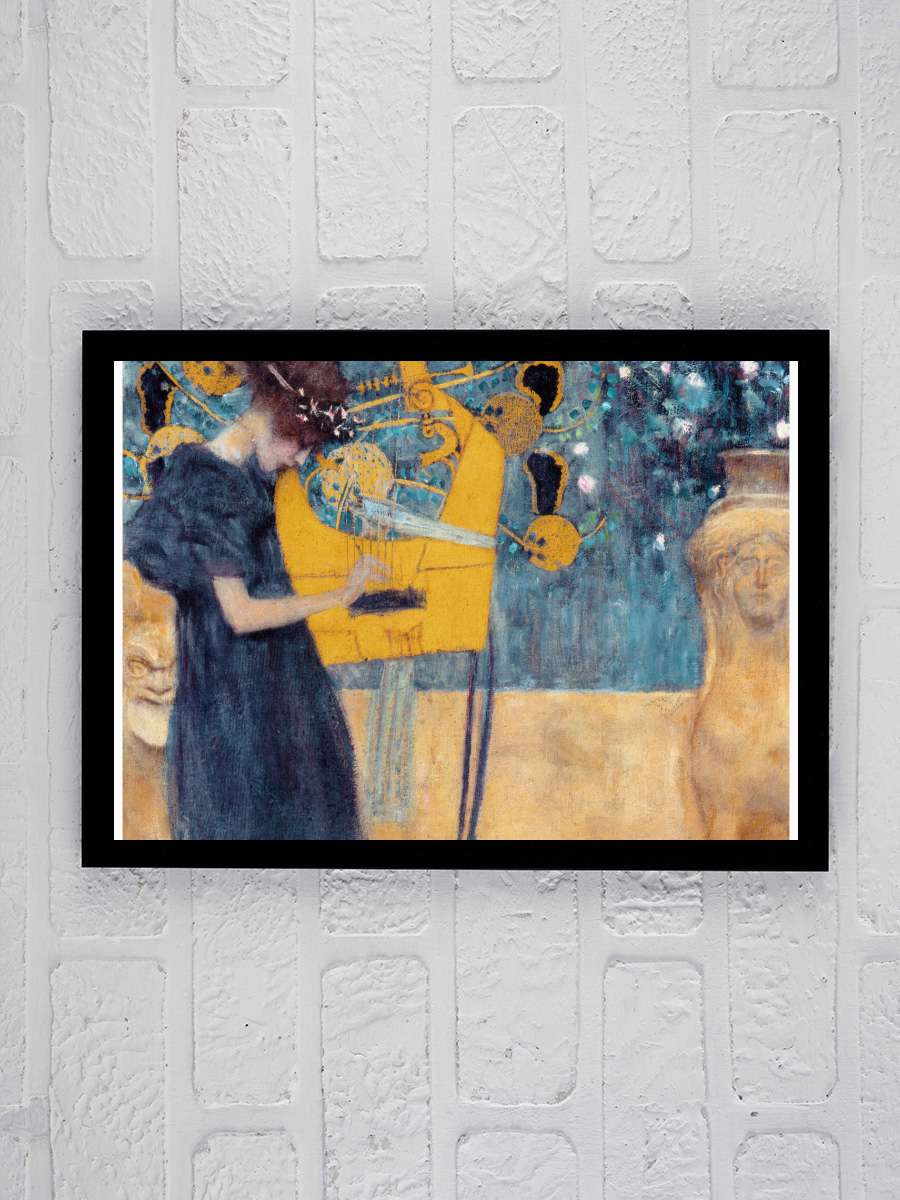 The Music (Female Portrait) -… - Gustav Klimt Sanatsal Modern Tablo Siyah Çerçeveli Poster Modern Duvar Tablo