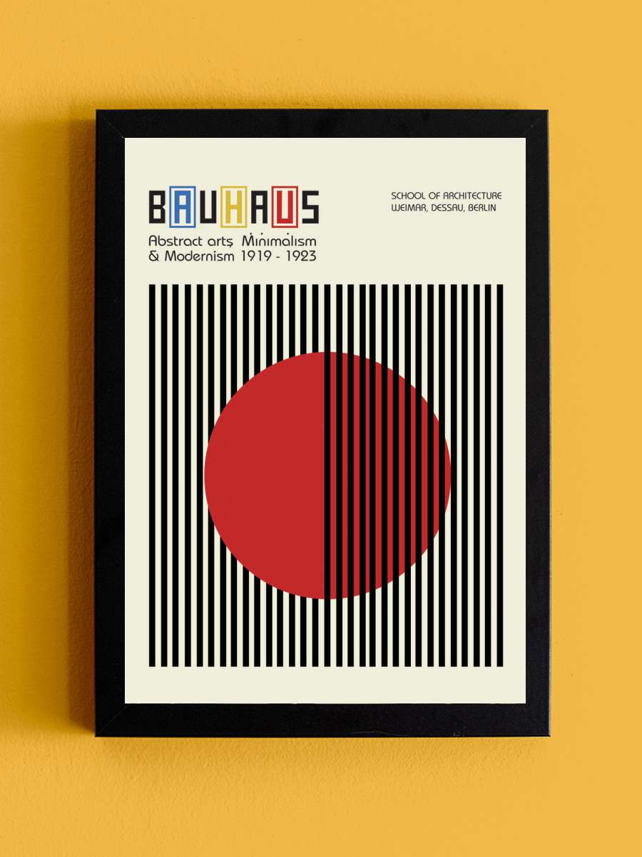 Bauhaus Abstract Art Red Sanatsal Modern Tablo Siyah Çerçeveli Poster Modern Duvar Tablo