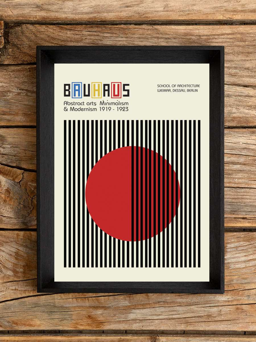 Bauhaus Abstract Art Red Sanatsal Modern Tablo Siyah Çerçeveli Poster Modern Duvar Tablo