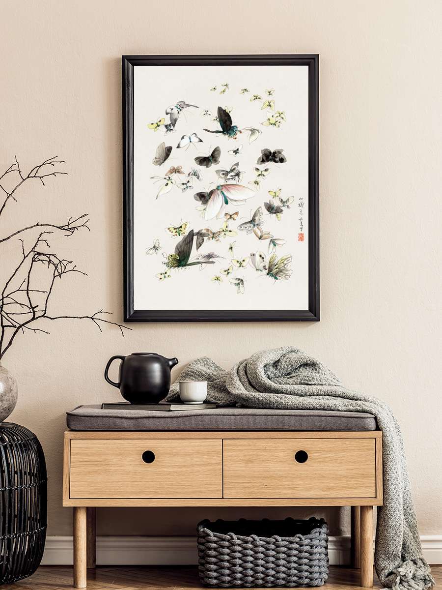 Butterflies & Moths (2 of 2) -… - Katsushika Hokusai Sanatsal Modern Tablo Siyah Çerçeveli Poster Modern Duvar Tablo