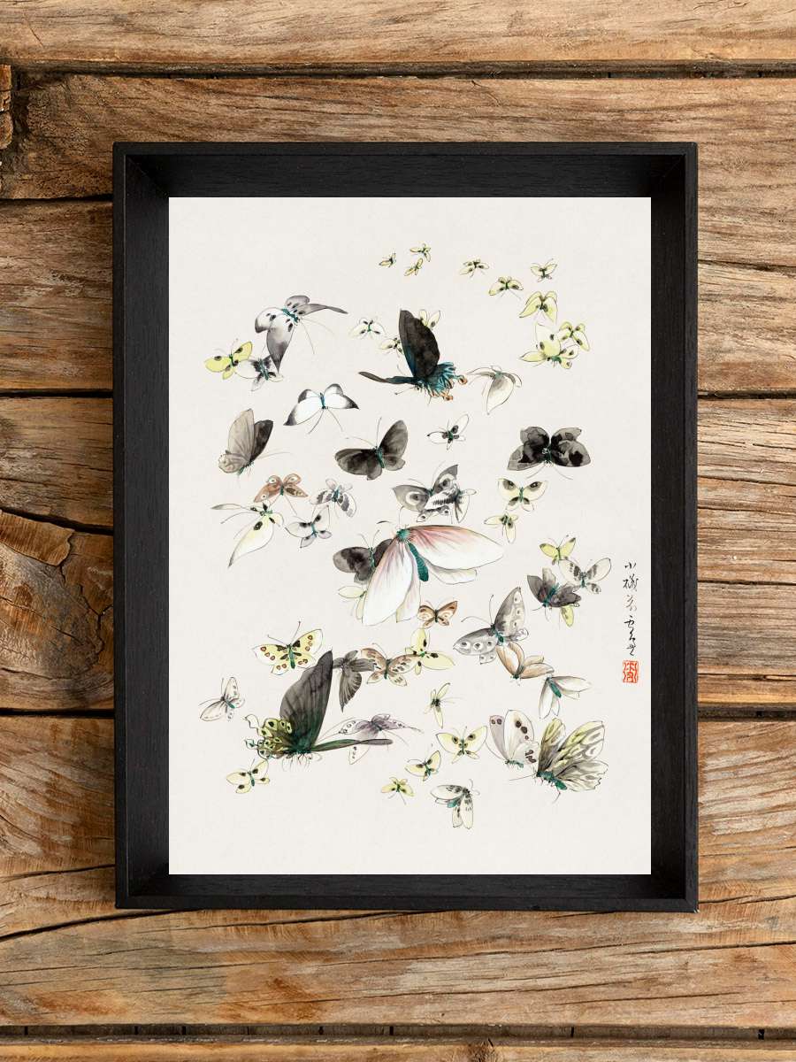 Butterflies & Moths (2 of 2) -… - Katsushika Hokusai Sanatsal Modern Tablo Siyah Çerçeveli Poster Modern Duvar Tablo