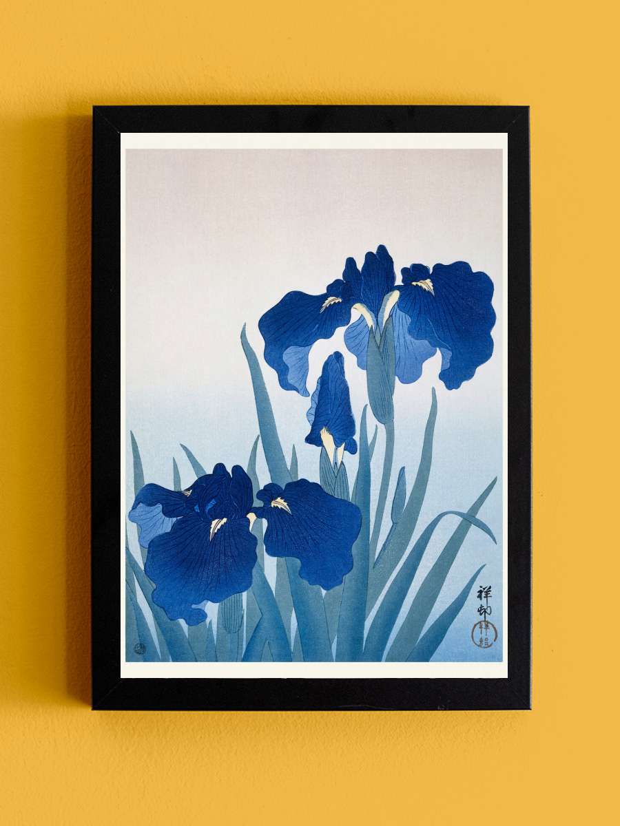 Blue Iris Flowers (Japandi… (Japandi Vintage) - Ohara Koson Sanatsal Modern Tablo Siyah Çerçeveli Poster Modern Duvar Tablo