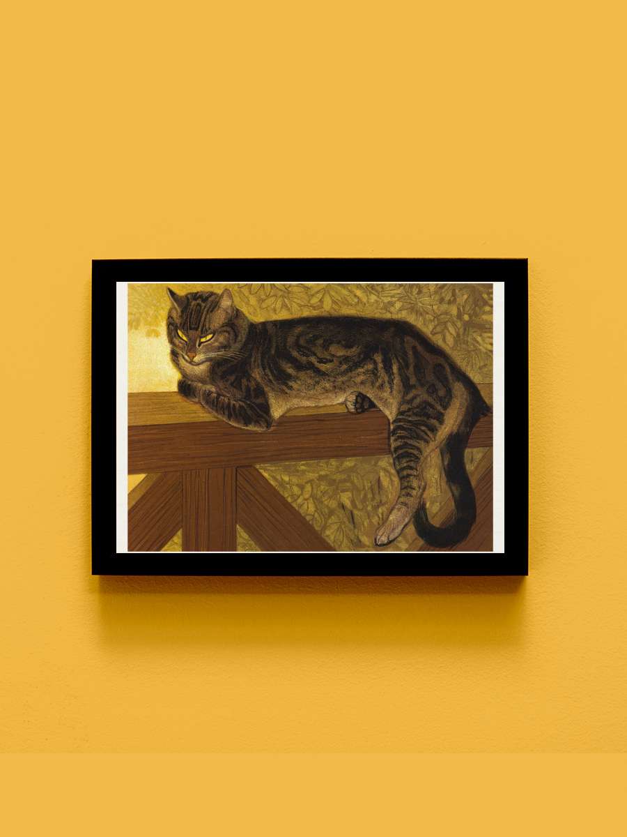 Summer, Cat on a Balustrade … (Vintage French Feline) -… Sanatsal Modern Tablo Siyah Çerçeveli Poster Modern Duvar Tablo