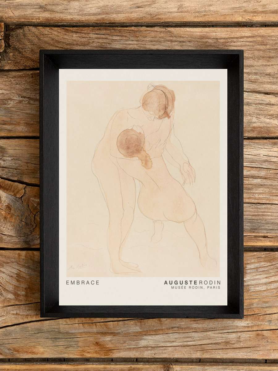 Embrace - Auguste Rodin Sanatsal Modern Tablo Siyah Çerçeveli Poster Modern Duvar Tablo