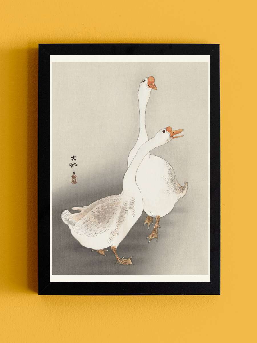 Two Geese (Japandi Vintage) -… - Ohara Koson Sanatsal Modern Tablo Siyah Çerçeveli Poster Modern Duvar Tablo