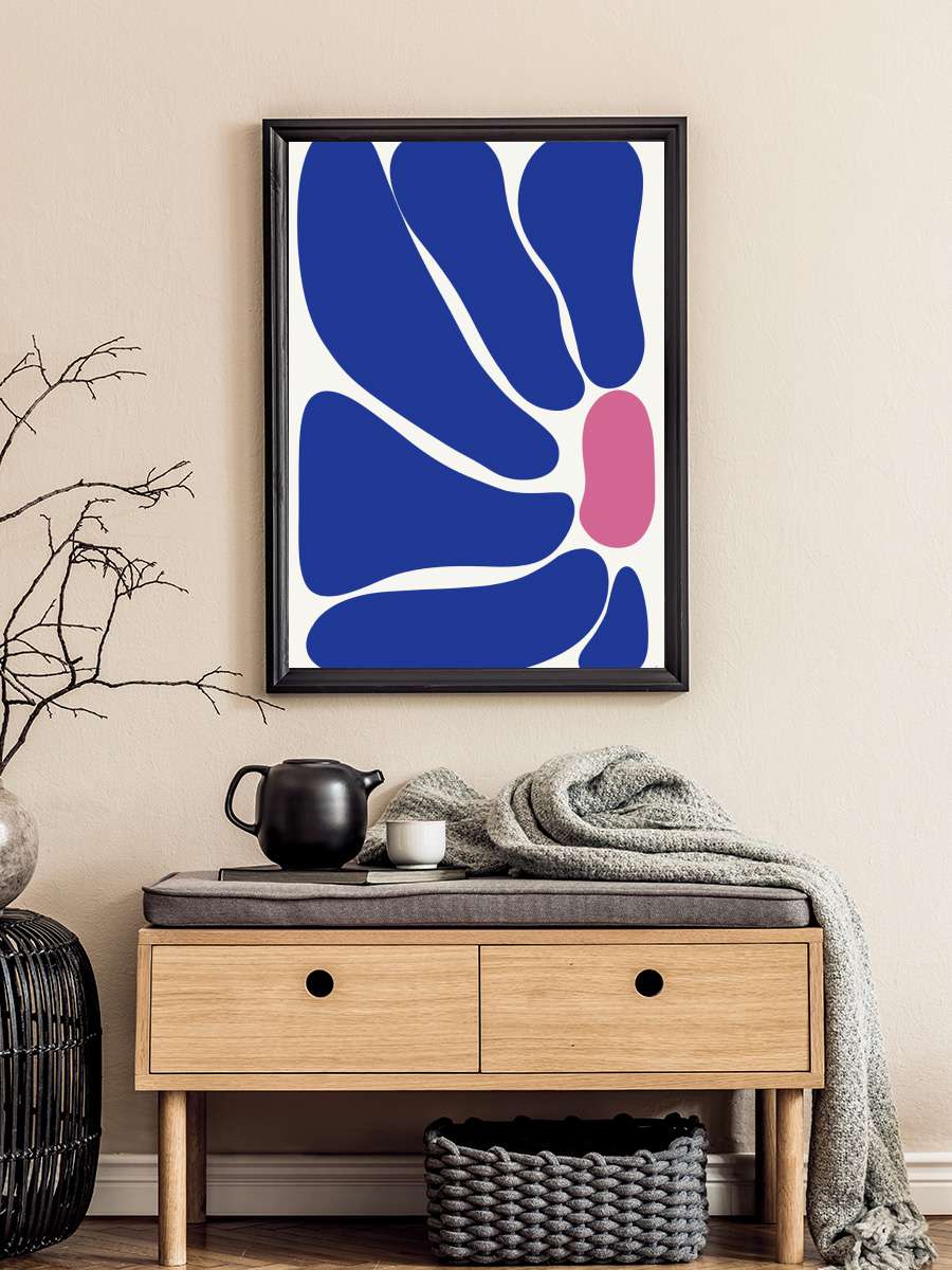 Trendy blue flower Sanatsal Modern Tablo Siyah Çerçeveli Poster Modern Duvar Tablo