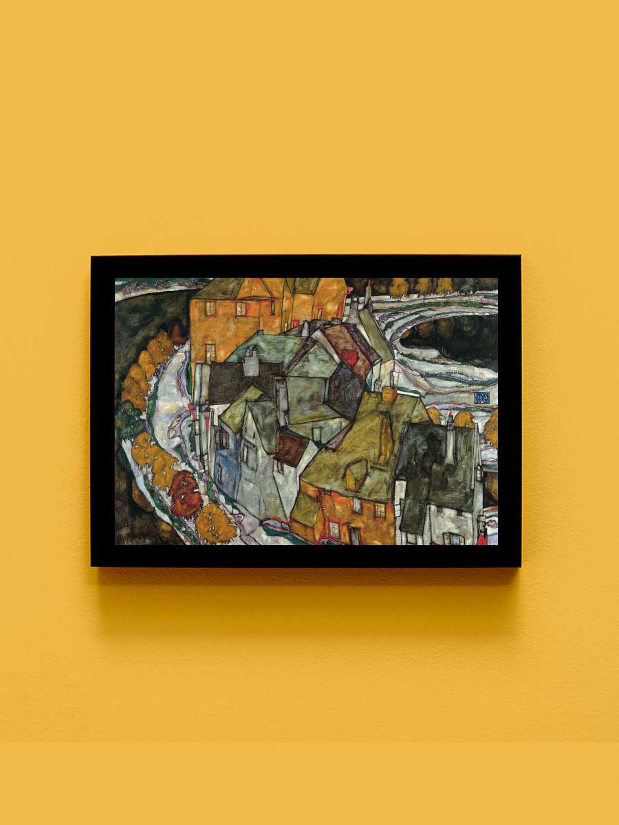 Island City (Crescent of Houses… Houses) - Egon Schiele Sanatsal Modern Tablo Siyah Çerçeveli Poster Modern Duvar Tablo